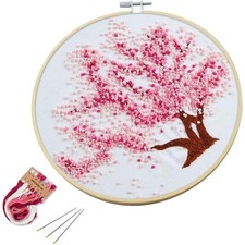 Embroidery Starter Kit Pink Pattern Full Range DIY Beginner Hand Stitch Set I...
