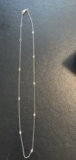 14Kt White Gold Station Necklace 8 Small Diam...