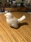 Fenton Vintage Short Tail Bird, Daisies painted on Cameo Satin Custard Glass