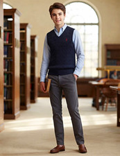 Polo Ralph Lauren Boys Navy Cotton Cable-Knit V-Neck Sweater Vest XL 20