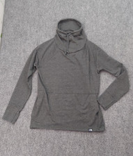North Face Pullover Sweater Women Small Gray Funnel Neck Pockets Thumbholes