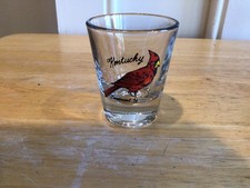 Vintage Kentucky Shot Glass z czerwonym wzorem kardynała ptaka 2 1/4"