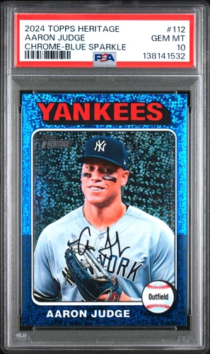 Aaron Judge PSA 10 2024 Topps Heritage #112 Chrome Blue Sparkle Yankees