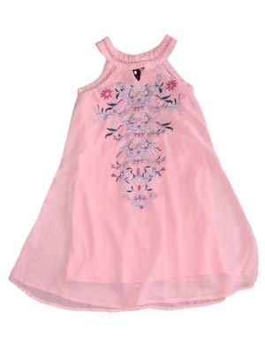 Girls Size 10 Light Pink Sleeveless Sheer  Dress Floral Embroidery Print /Easter