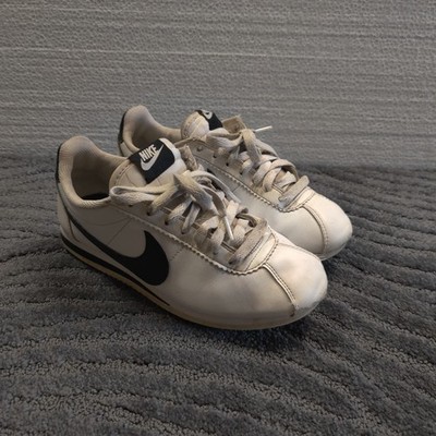 Nike Cortez Shoes Mens 7 White Black Leather Low Top Athletic Sneakers Lace Up