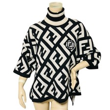 Fendi Women'S Zucca All Over Pattern Withpatch Front And Back Asymmetric Hem Tur