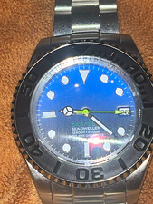 Unbranded Diver Wristwatch sea dweller Stainless Steel Bracelet Date Black Bezel
