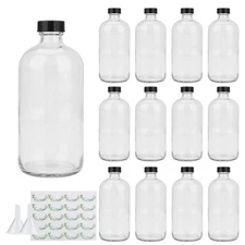 16oz Glass Bottles, Maredash 12 Pack Clear Storage Bottles Sets 