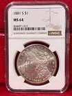 1881-S Morgan Silver Dollar NGC MS64 S $1 San Francisco Mint