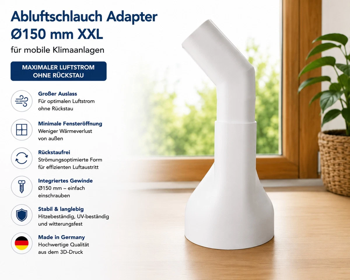 150mm Abluftschlauch Fensterdurchführung Kippfenster Klimaanlage