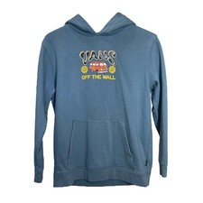 Vans Off The Wall Blue Graphic Hoodie Size XL Youth/Teen Fit Retro Sweatshirt