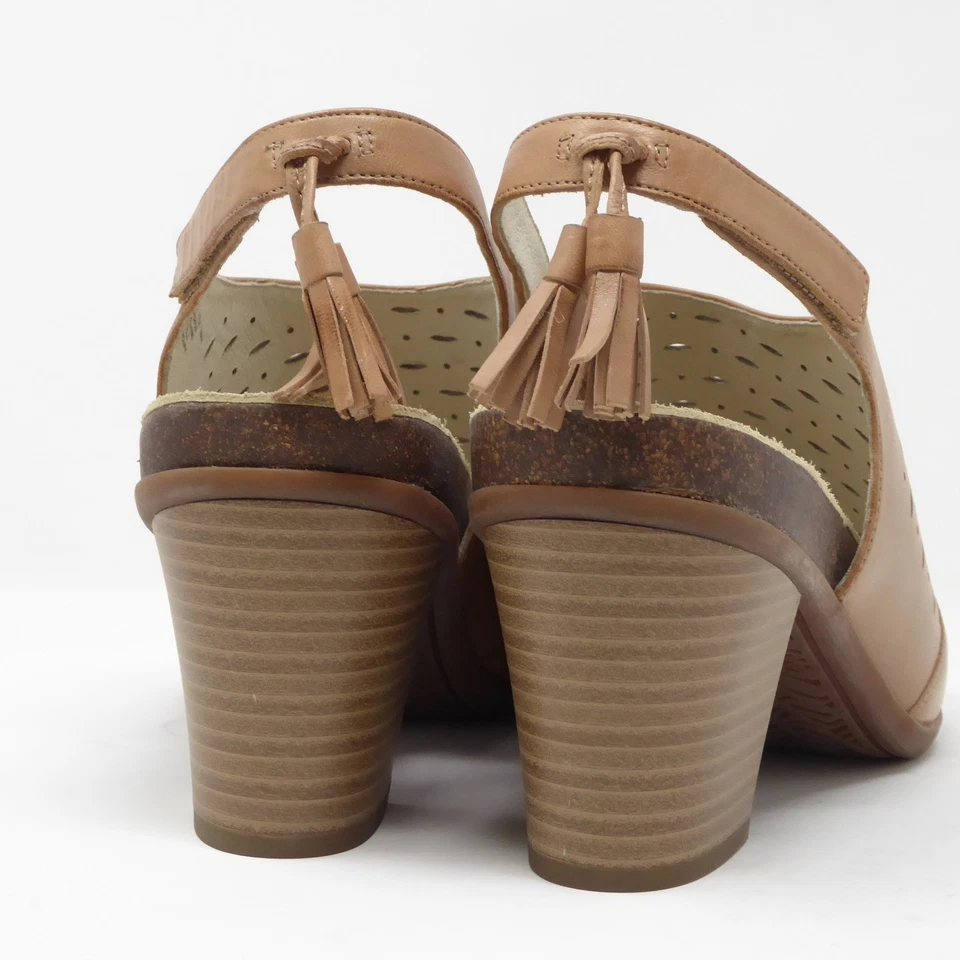 NOVAS Sandálias Abeo Berrie Couro Peep Toe Salto Bloco Estilingue 11 Metatarso - Imagem 4 de 4