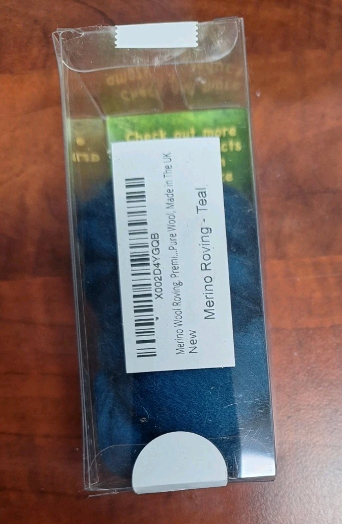 100% Natural Merino Roving Teal Blue For Spinning, Crafts. Ships Free