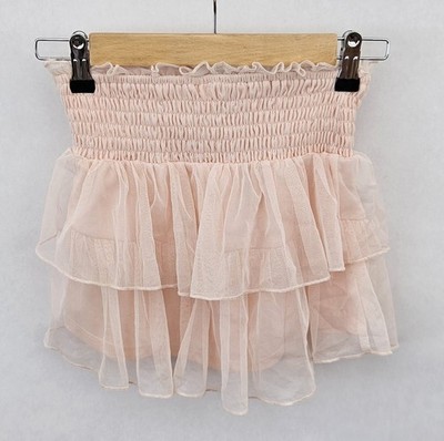 Art Class Girls Size 6/7  Smocked Tiered Mini Skirt In Blush Pink