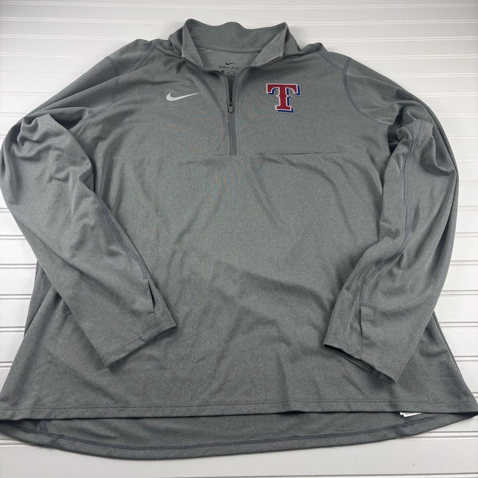 Nike Dri-Fit Texas Rangers 1/4-Zip Pullover Men’s XXL Gray Polyester Thumbhole - Image 2 of 4