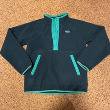 REI Co-op Fleece Pullover Youth Size 10/12 1/2 Button teal/Blue