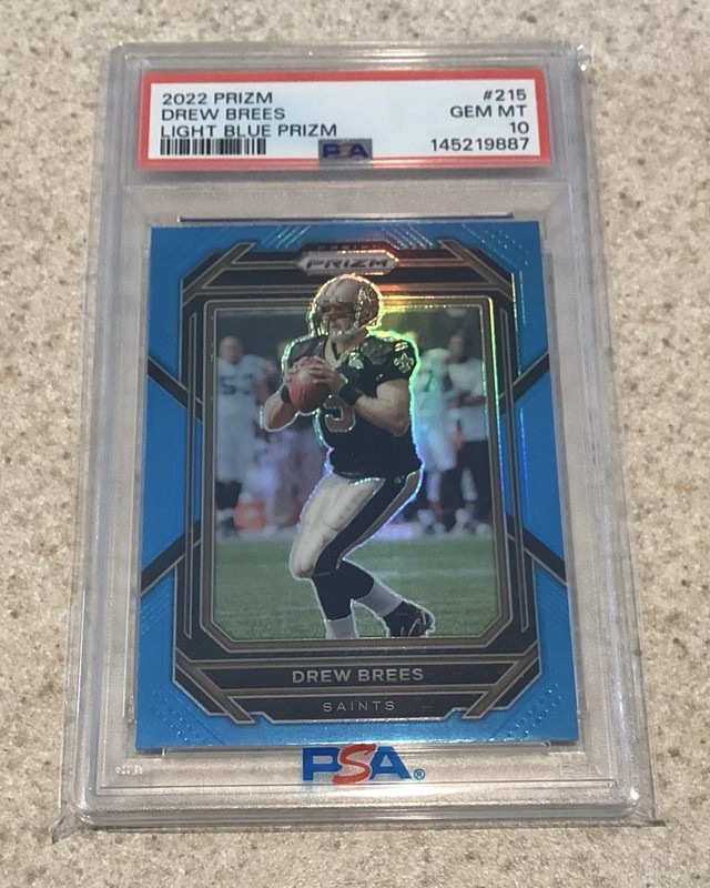 2022 Prizm Drew Brees Light Blue Prizm PSA 10 Case Hit SSP Pop 4 !!!!