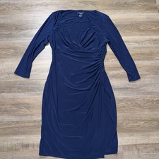 Chaps Dress Womens L Navy Blue Crafted from Stretch Jersey Flattering Neckline