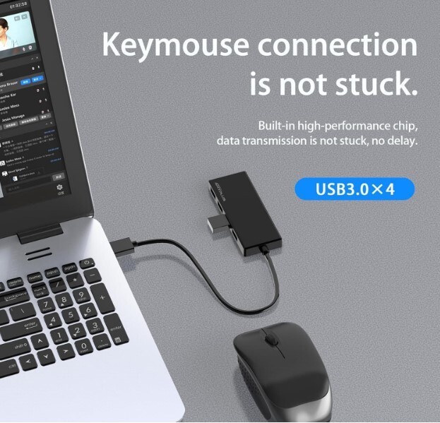 4-Port USB 3.0 Hub - Mini Portable Multiport Expander Adapter