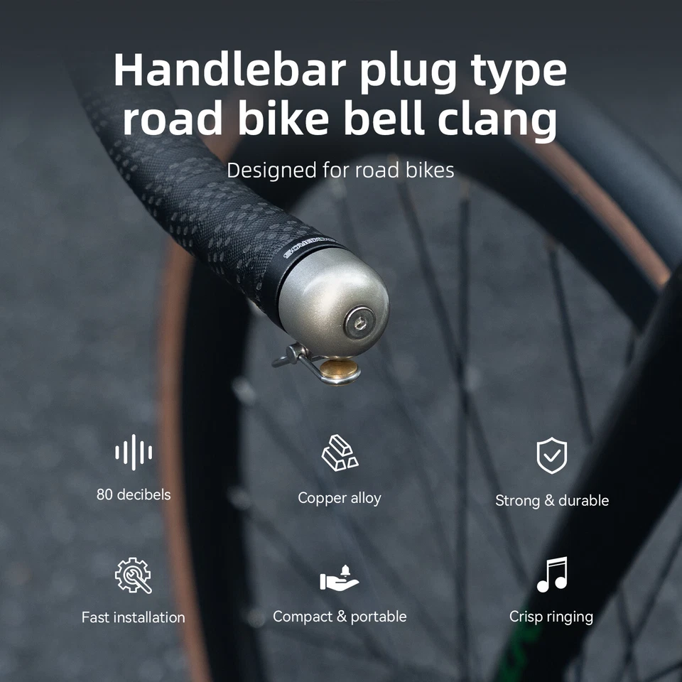 ROCKBROS Bike Handlebar Bell-80dB Loud Aluminum Alloy End Plug Bell for 22.2mm - Image 3 of 4