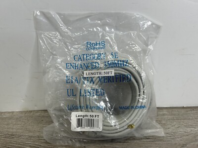 Lot of 6 Cat-5e UTP Ethernet Network Cable RJ45 Lan Wire Gray 50FT