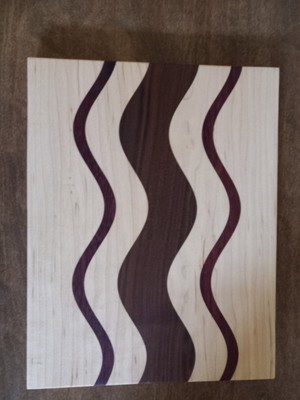 Hand-made edge grain solid wood cutting board made in USA, Approx 12 x 10 inches