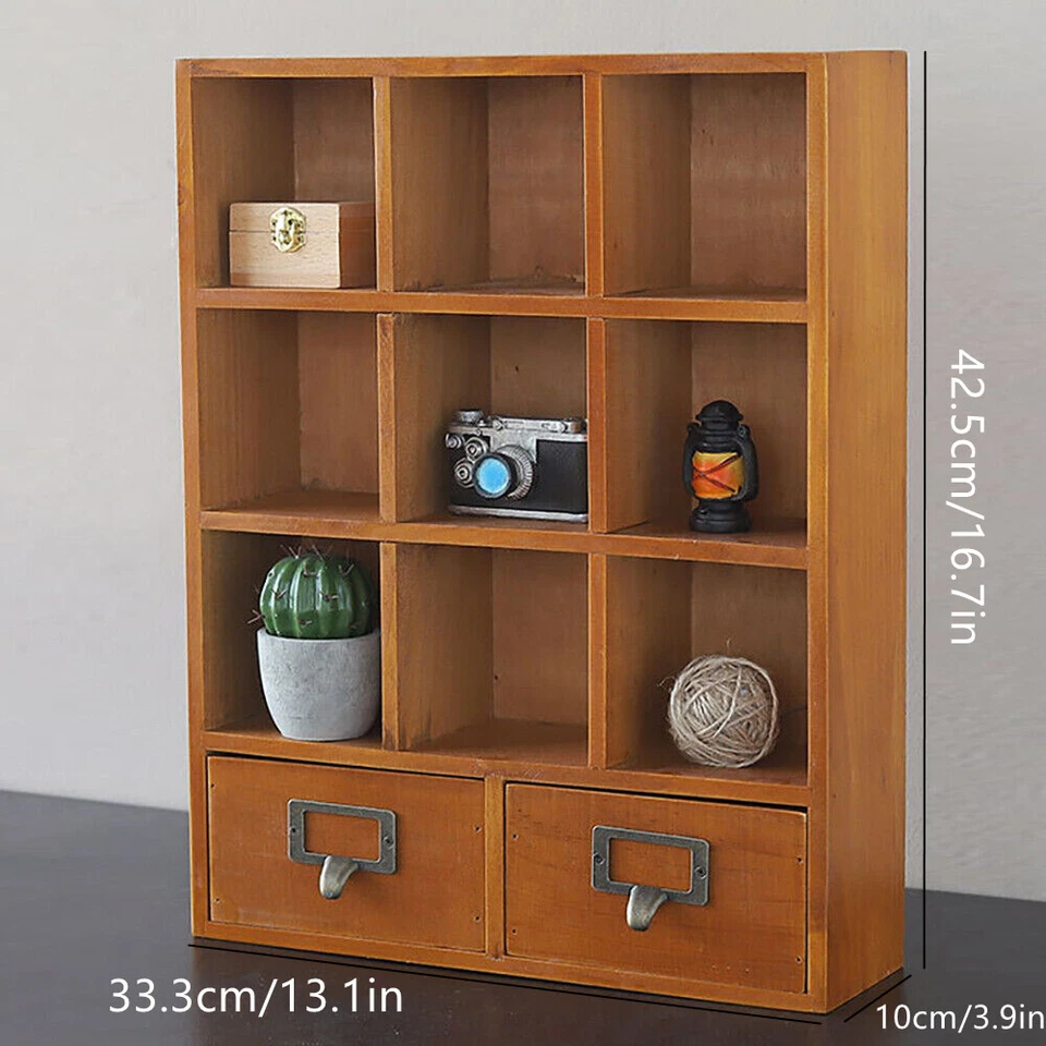 9 Grids Wooden Shelf  Storage  Shelves Office Organizer Cabinet - Image 3 of 4