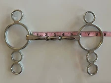 Toklat Elevator 3 ring Gag Bit with Double Jointed Lozenge Mouthpiece 5.5"