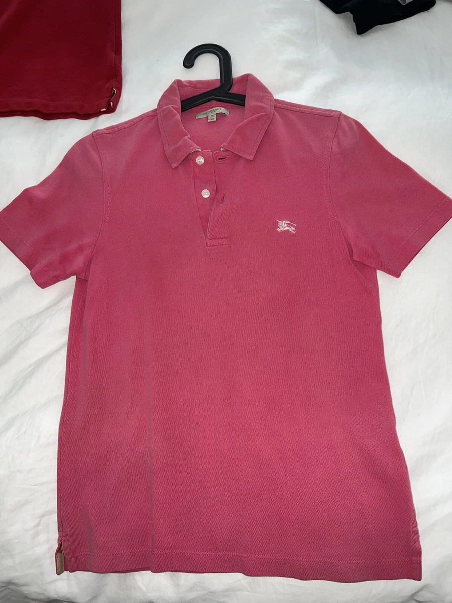 Burberry Check Placket Polo Shirt in Pink for Men