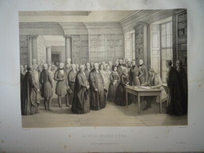 GROSSE LITHO SZENE KÖNIG LOUIS PHILIPPE ORLEANS KÖNIGIN VICTORIA ENGLAND 1846 J