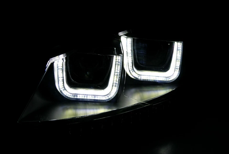 Scheinwerfer Set LED Blinker für VW Polo 6R U-Tube Tagfahrlicht Optik Schwarz - Bild 2 von 4