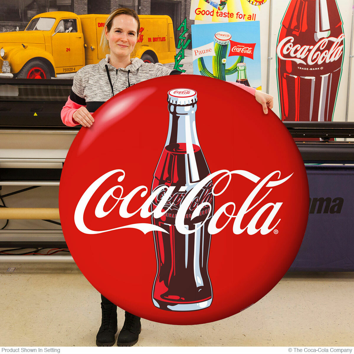 Coca-Cola Bottle Red Disc Wall Decal Button Style Officially