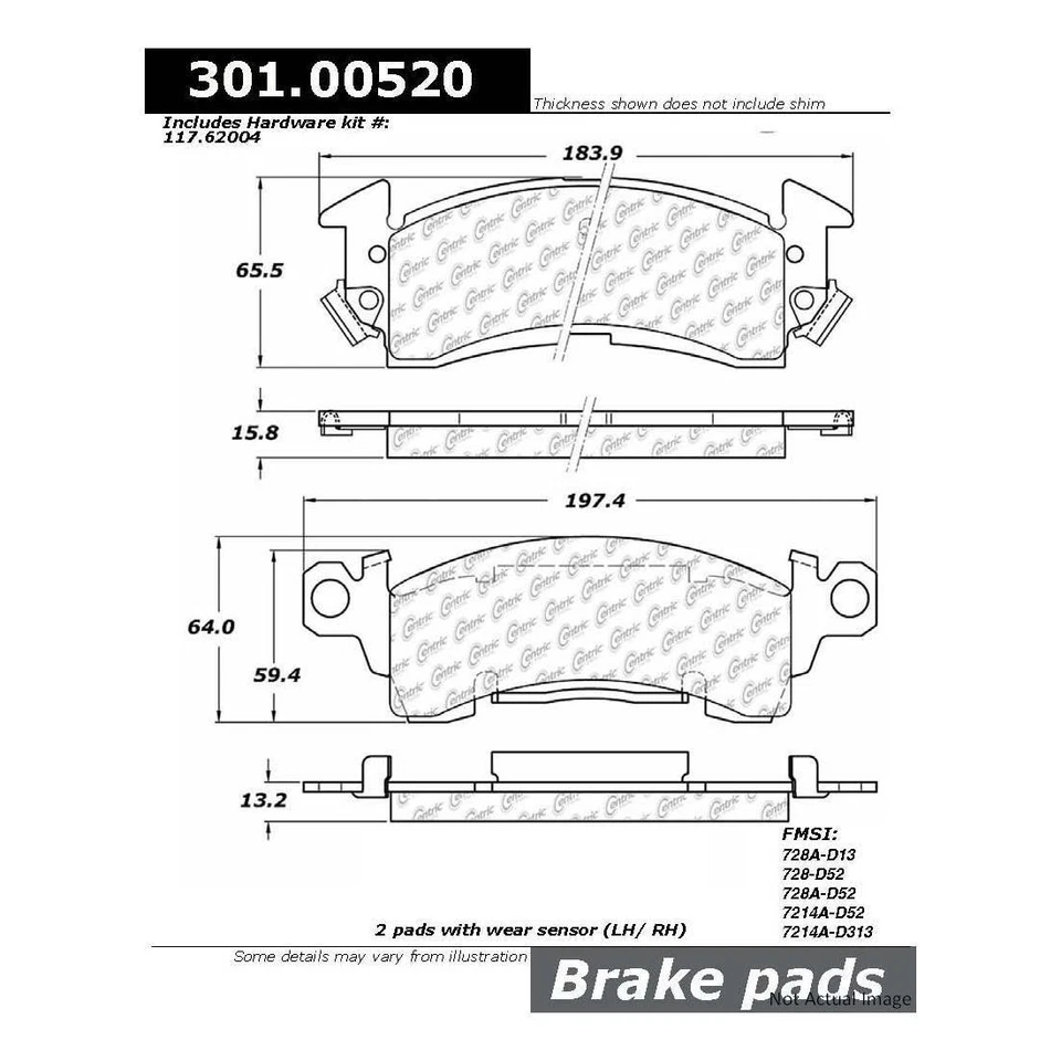 Juego de 3 pastillas de freno de disco delanteras rotor de freno de disco para Chevrolet Bel Air 1967-1970 Foto 4 de 4