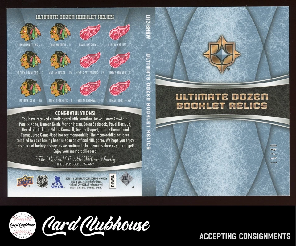 Livretos Ultimate Dozen 2015-16 #U12BHRW Toews / Kane / Datsyuk / Zetterberg /40 - Imagem 2 de 2