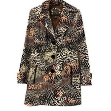 Anthraciteby Muse Women's Trench Jacket Animal Print Lined Pockets Size 4 Coat