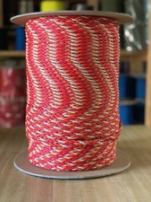 1/4" x 900 ft. Spool of 8 Strand Hollow Braid Polypropylene Rope. Red/orange/tan