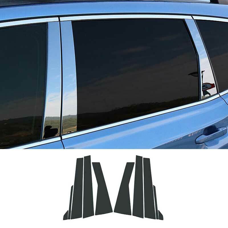 Black Steel Car Window Pillar Cover Trim Set for Subaru Forester 2019-2022