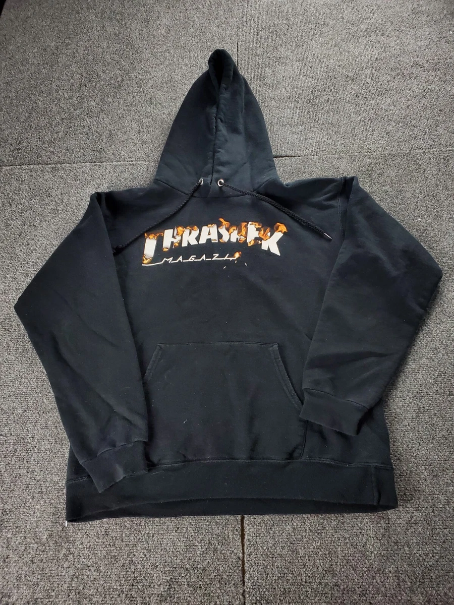 Thrasher Magazine Hoodie Size Small Mens Black Flames Logo