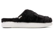 Toms Mallow Mule Fluff Slippers Black Women's NEW 8.5 or 9