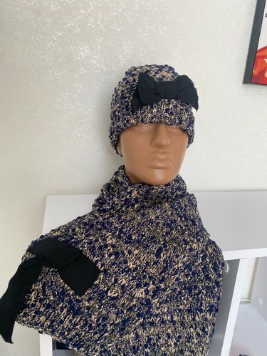 LANVIN Womens Scarf Set Knit Wool Silk 