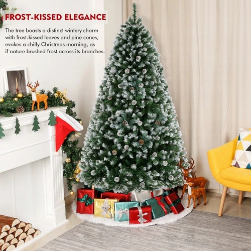 7.5/6FT Pre-lit Artificial Christmas Tree+Lights Snow Flocked Holiday Christmas@