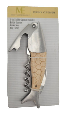 Modern Expressions Fish 3-1 Barware Corkscrew, Bottle Opener & Foil Cutter Knife
