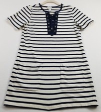 Forever 21 Shirt Dress Women’s Small S Blue Beige Striped Short Sleeves Pockets