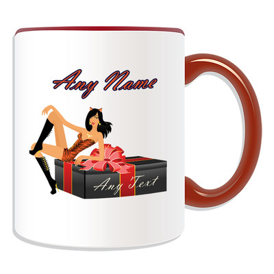 Personalisiertes Geschenk Hot Cat Girl Tasse Spardose Tasse personalisieren sexy Kostüm Name