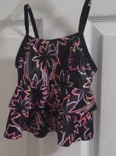 MIAMI STYLE TROPICAL PALM TREES RUFFLE LITTLE GIRLS SWIM TOP SIZE 4
