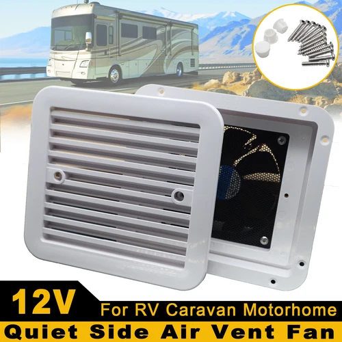 White 12V RV,Caravan Side Air Trailer Vent Cooling Ventilation  Mute Exhaust Fan
