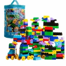 Dimple Soft Kid-Friendly Plastic Multi Colored Building Block Set (300 Pieces)
