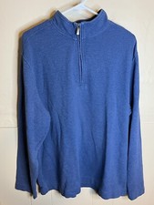 Van Heusen 1/4 Zip Men's XL Blue Long Sleeve Pull Over India Cotton Polyester