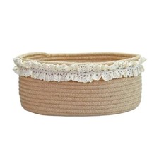 Baskets for Gifts Empty, Small Brown Storage Oval - 12"x8"x5" brown with lace