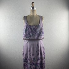 Free People l 8 Purple Metallic Shimmer Floral Geo Crochet Lace Trim Tank Dress